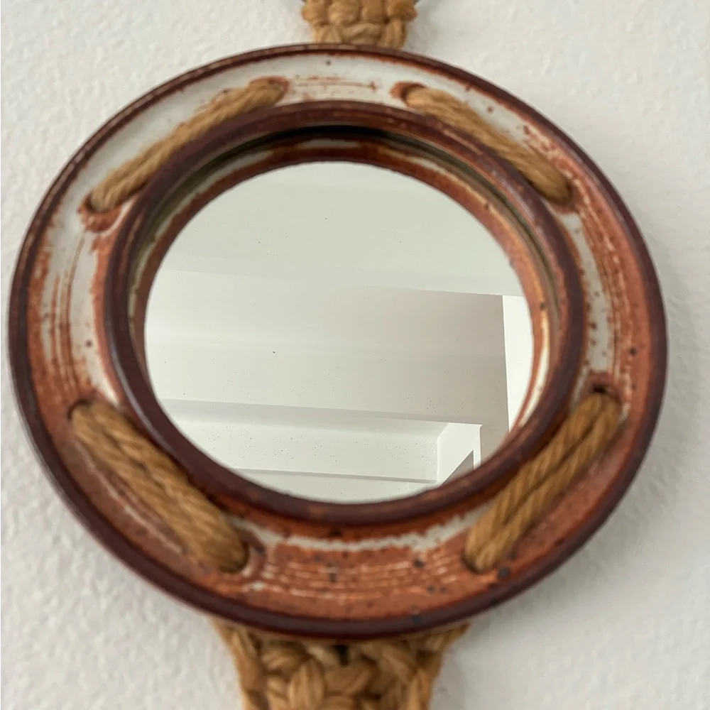 Vintage Studio Pottery Boho Mirror Wall Hanging